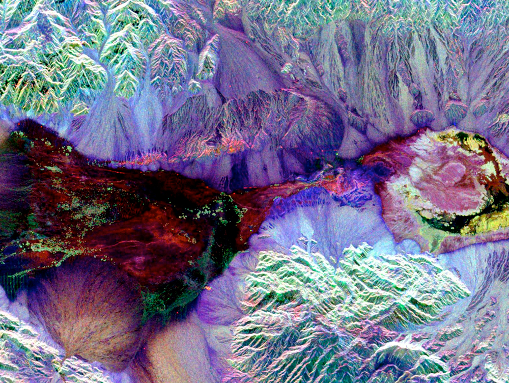 A synthetic aperture radar image of Death Valley, captured from the Space Shuttle in 1999